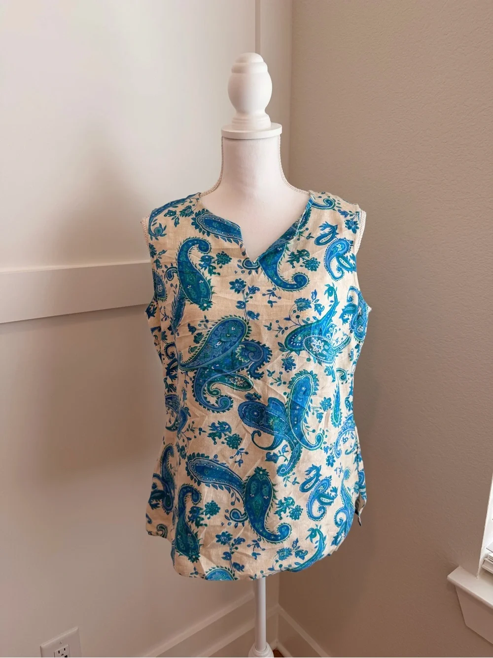 ✨ Vintage Units 100% Linen Paisley Matching Set ✨